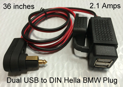 [2 Pack] Din Hella to USB - Qidoe MINI Waterproof Aluminum Din Plug  Motorcycle Power Adapter 30W USB C PD3.0 Din USB 18W QC3.0 Quick Charge  Blue LED